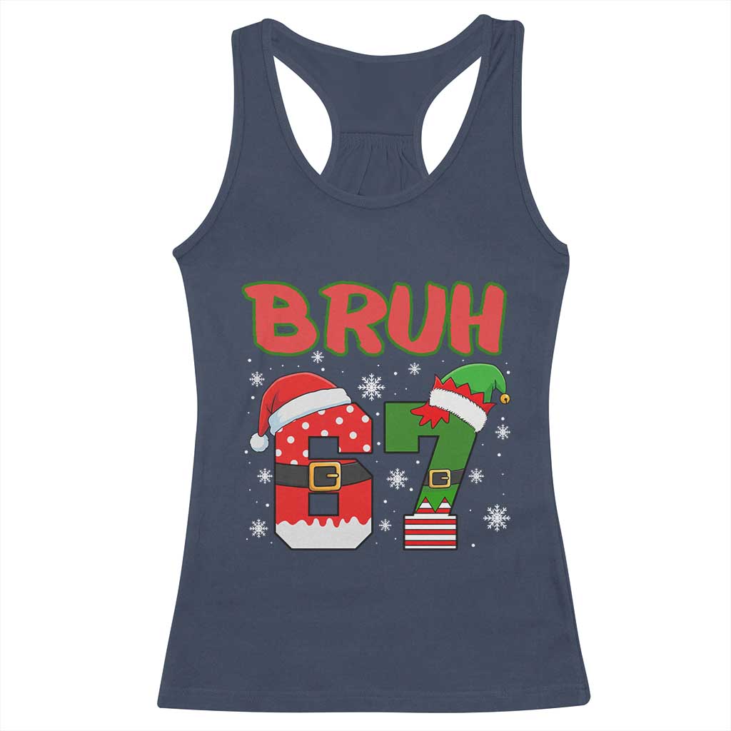 67 Christmas Racerback Tank Top Six Seven Bruh Funny Boys Kids Meme Pajamas Gen Alpha Slang - Wonder Print Shop
