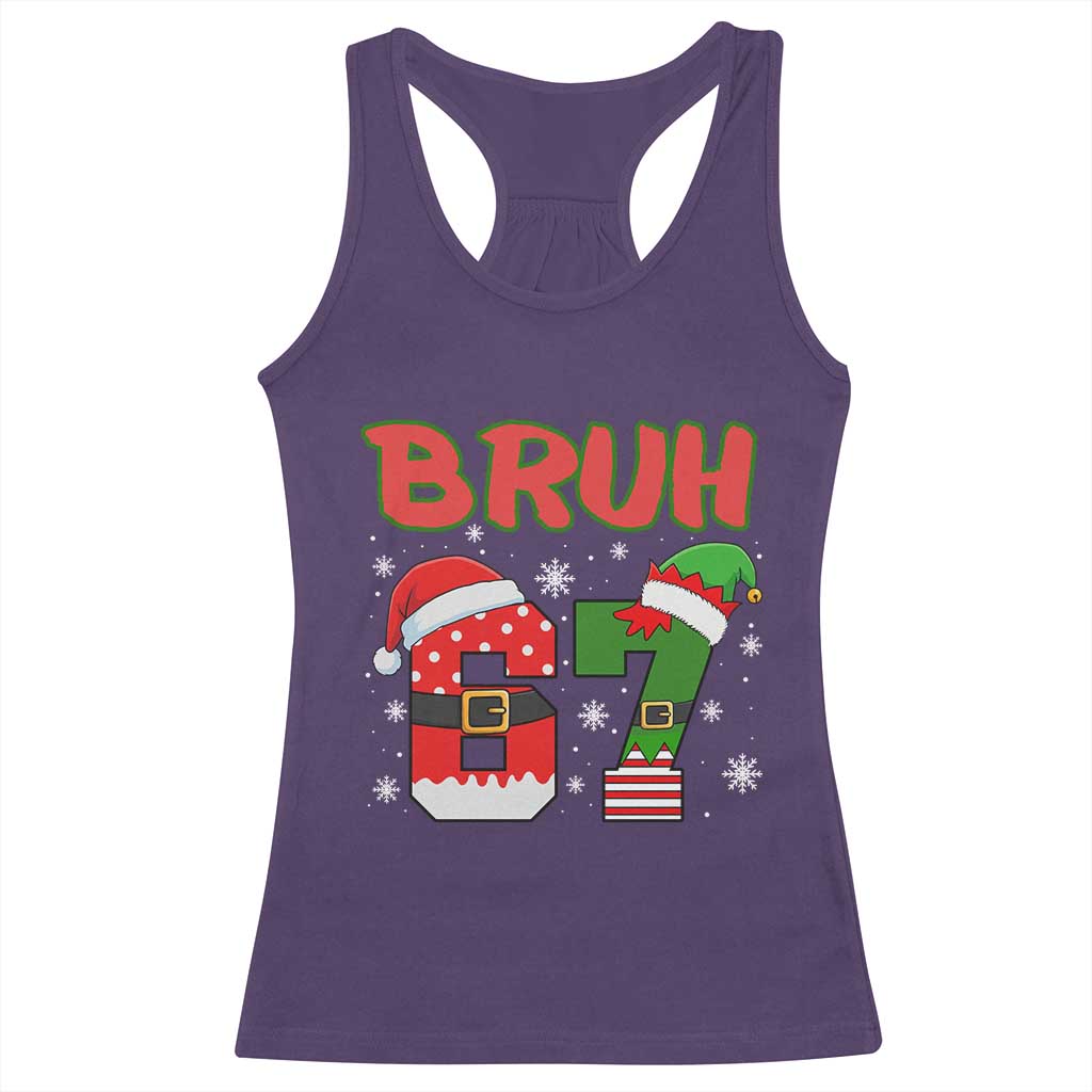 67 Christmas Racerback Tank Top Six Seven Bruh Funny Boys Kids Meme Pajamas Gen Alpha Slang - Wonder Print Shop