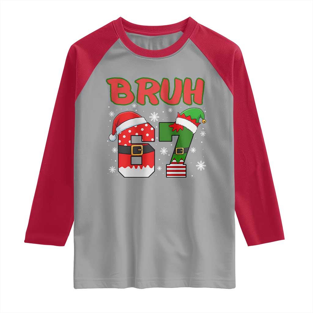 67 Christmas Raglan Shirt Six Seven Bruh Funny Boys Kids Meme Pajamas Gen Alpha Slang - Wonder Print Shop