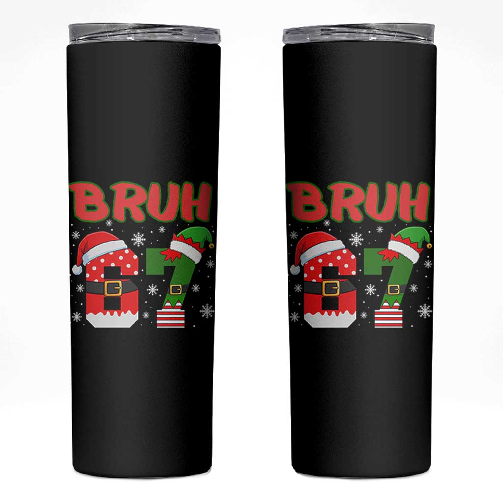 67 Christmas Skinny Tumbler Six Seven Bruh Funny Boys Kids Meme Pajamas Gen Alpha Slang - Wonder Print Shop