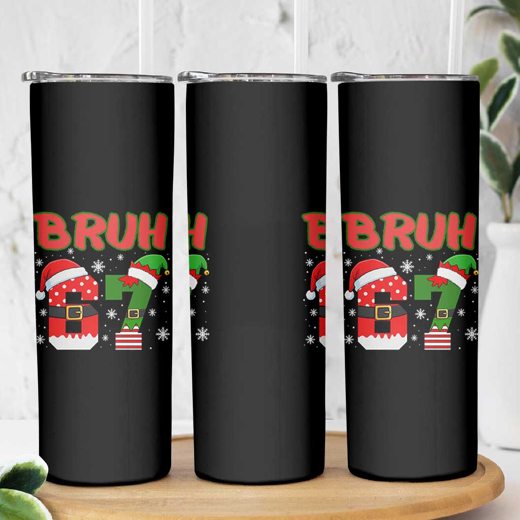 67 Christmas Skinny Tumbler Six Seven Bruh Funny Boys Kids Meme Pajamas Gen Alpha Slang - Wonder Print Shop