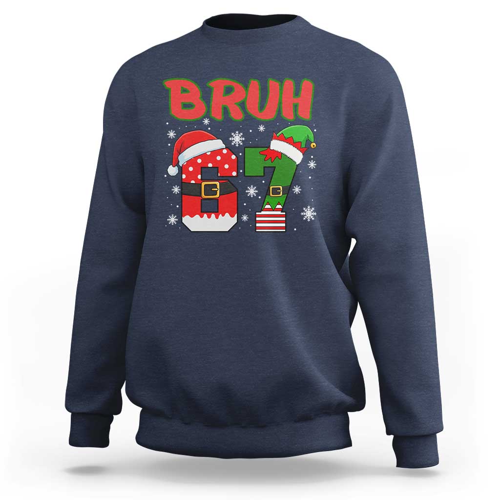 67 Christmas Sweatshirt Six Seven Bruh Funny Boys Kids Meme Pajamas Gen Alpha Slang - Wonder Print Shop