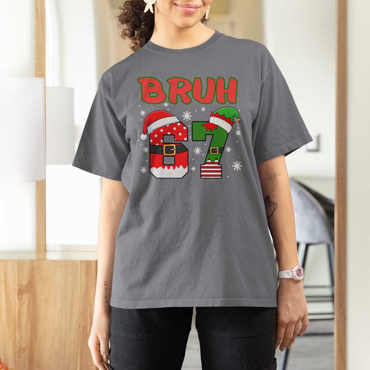 67 Christmas T Shirt For Women Six Seven Bruh Funny Boys Kids Meme Pajamas Gen Alpha Slang - Wonder Print Shop