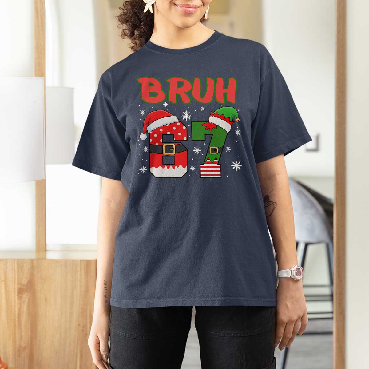 67 Christmas T Shirt For Women Six Seven Bruh Funny Boys Kids Meme Pajamas Gen Alpha Slang - Wonder Print Shop