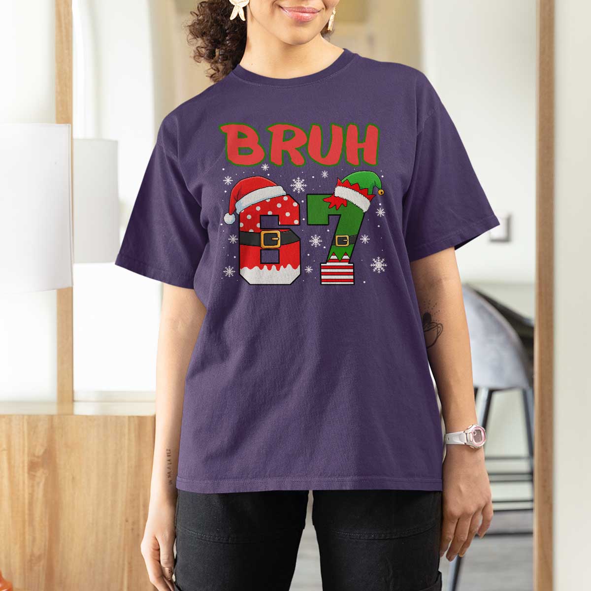 67 Christmas T Shirt For Women Six Seven Bruh Funny Boys Kids Meme Pajamas Gen Alpha Slang - Wonder Print Shop