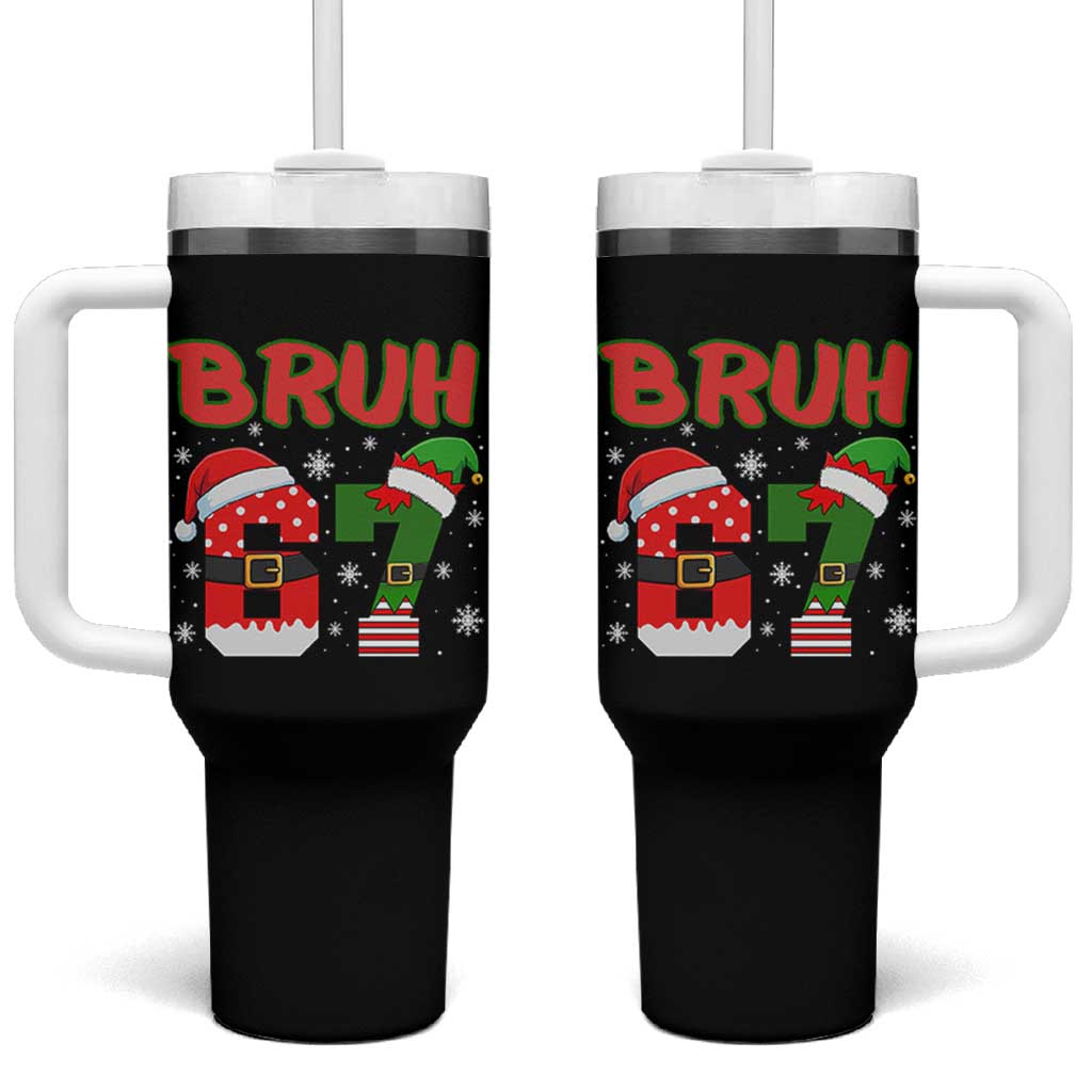 67 Christmas Tumbler With Handle Six Seven Bruh Funny Boys Kids Meme Pajamas Gen Alpha Slang - Wonder Print Shop