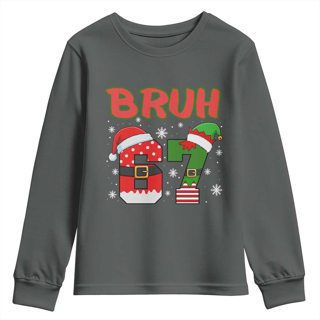 67 Christmas Youth Sweatshirt Six Seven Bruh Funny Boys Kids Meme Pajamas Gen Alpha Slang - Wonder Print Shop