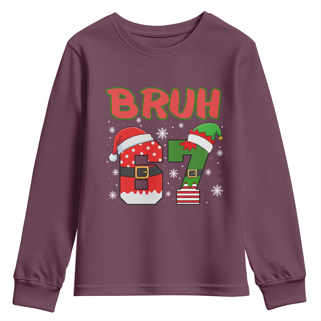 67 Christmas Youth Sweatshirt Six Seven Bruh Funny Boys Kids Meme Pajamas Gen Alpha Slang - Wonder Print Shop