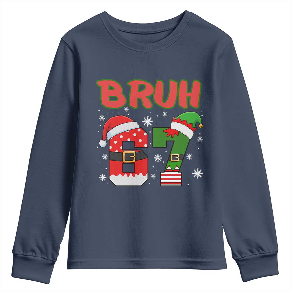67 Christmas Youth Sweatshirt Six Seven Bruh Funny Boys Kids Meme Pajamas Gen Alpha Slang - Wonder Print Shop