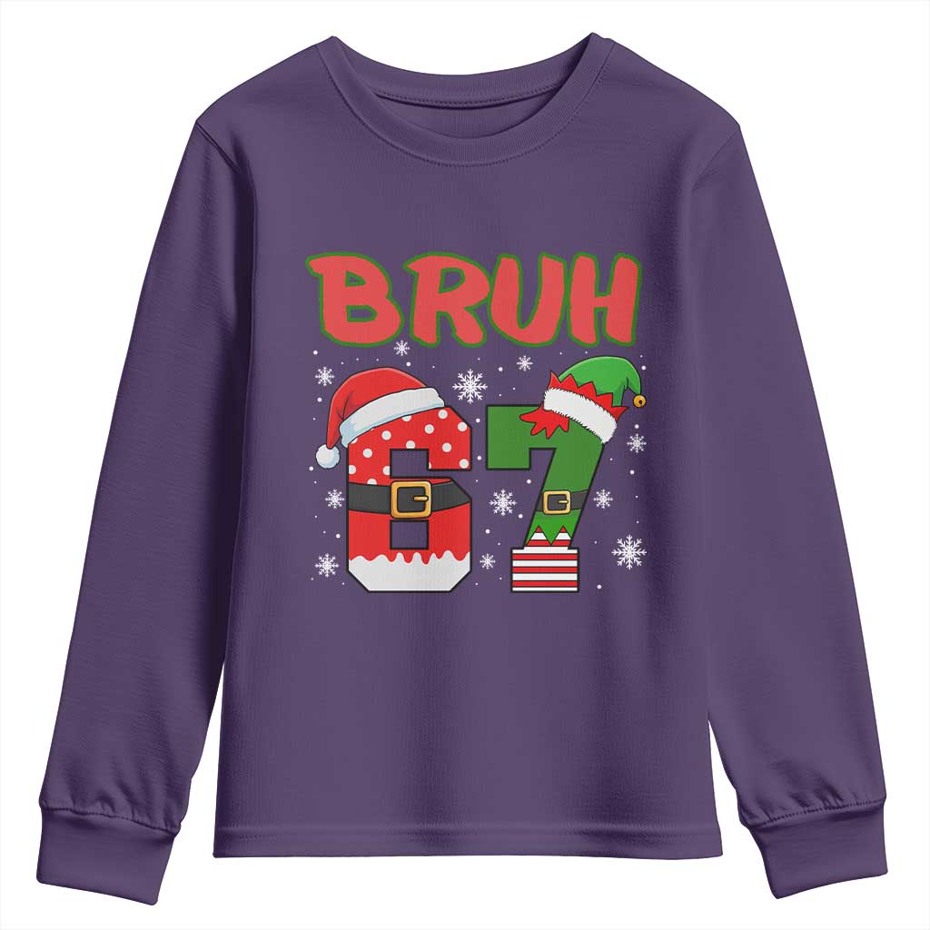 67 Christmas Youth Sweatshirt Six Seven Bruh Funny Boys Kids Meme Pajamas Gen Alpha Slang - Wonder Print Shop