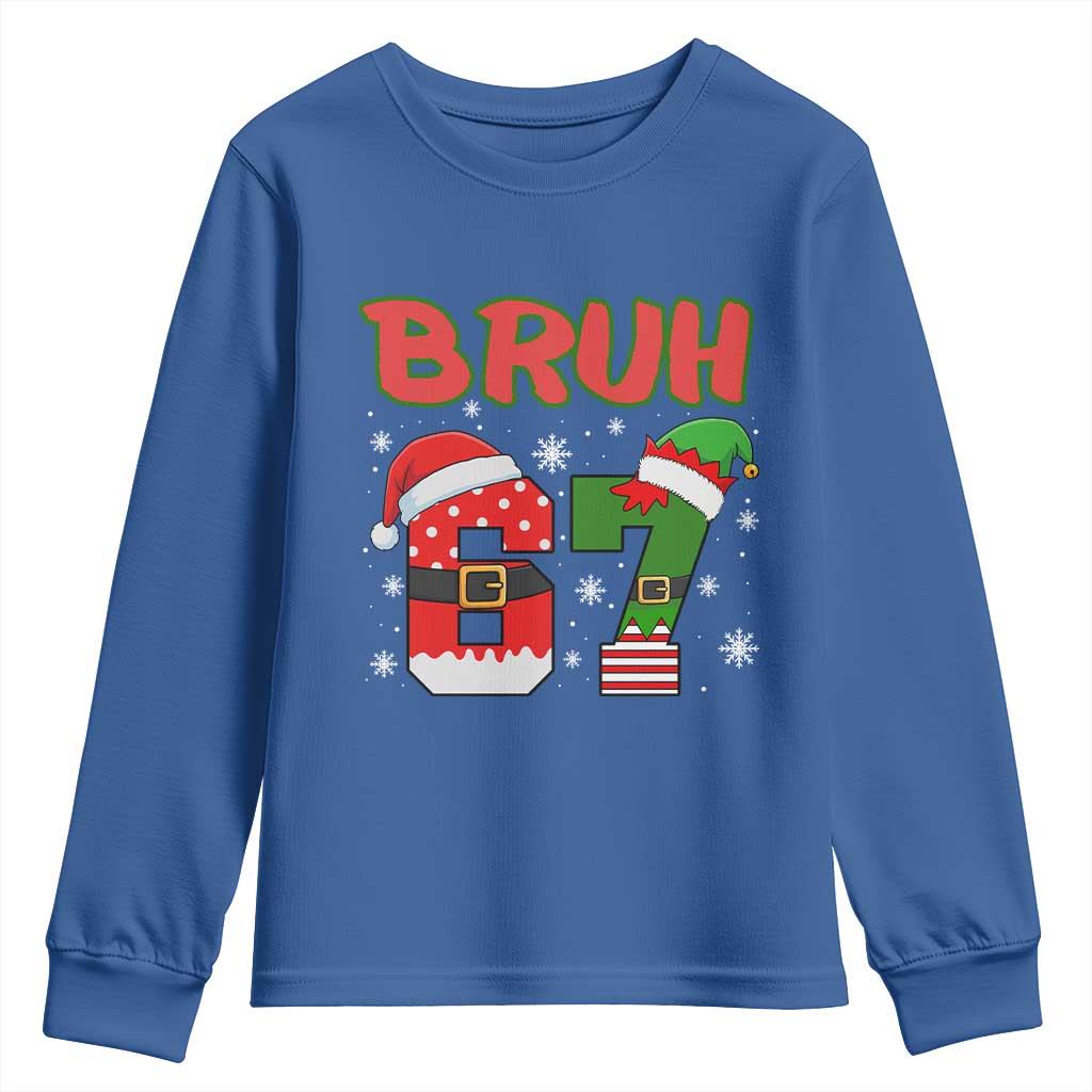 67 Christmas Youth Sweatshirt Six Seven Bruh Funny Boys Kids Meme Pajamas Gen Alpha Slang - Wonder Print Shop