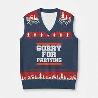 Sorry For Partying V-Neck Knit Sweater Vest Funny Present - Wonder Print Shop