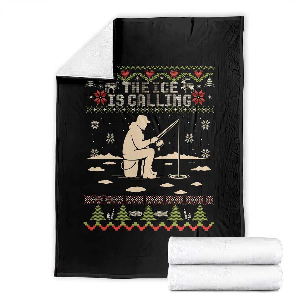 Funny Christmas Ice Fishing Throw Blanket Merry Fishmas Fish Fishing Ugly Xmas - Wonder Print Shop