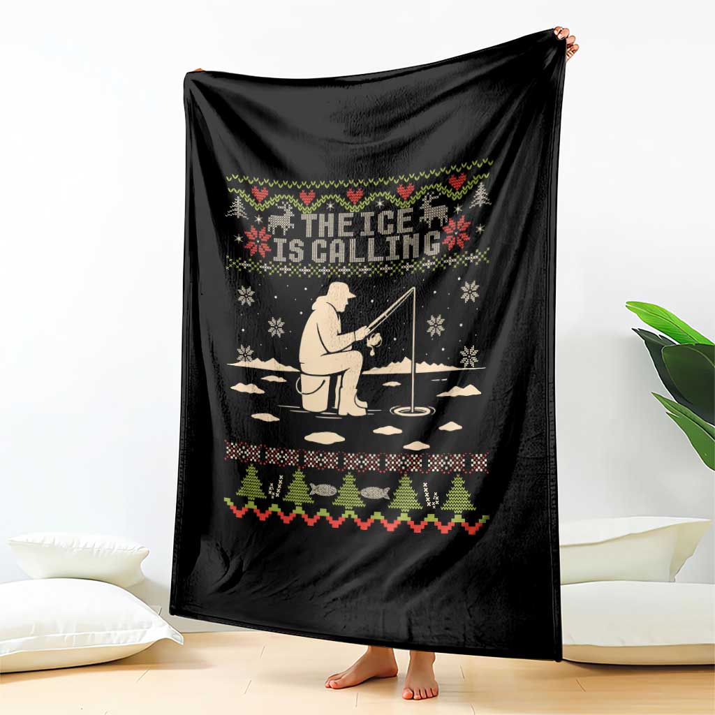 Funny Christmas Ice Fishing Throw Blanket Merry Fishmas Fish Fishing Ugly Xmas - Wonder Print Shop