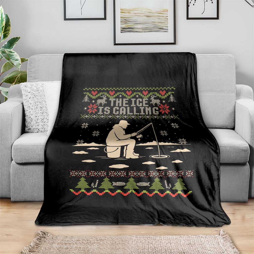 Funny Christmas Ice Fishing Throw Blanket Merry Fishmas Fish Fishing Ugly Xmas - Wonder Print Shop