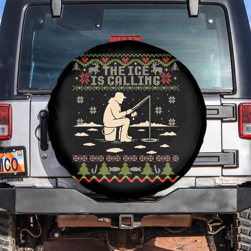 Funny Christmas Ice Fishing Spare Tire Cover Merry Fishmas Fish Fishing Ugly Xmas - Wonder Print Shop
