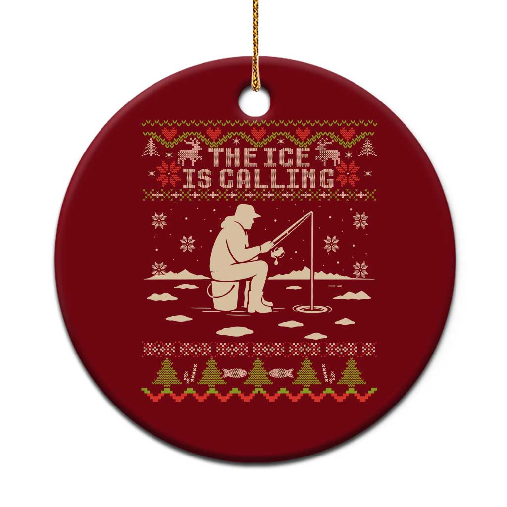Funny Christmas Ice Fishing Ceramic Ornament Merry Fishmas Fish Fishing Ugly Xmas - Wonder Print Shop