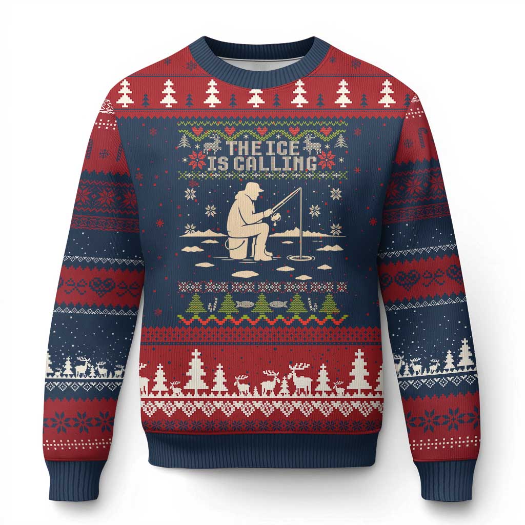 Funny Xmas Ice Fishing Ugly Christmas Sweater Merry Fishmas Fish Fishing Ugly Xmas - Wonder Print Shop
