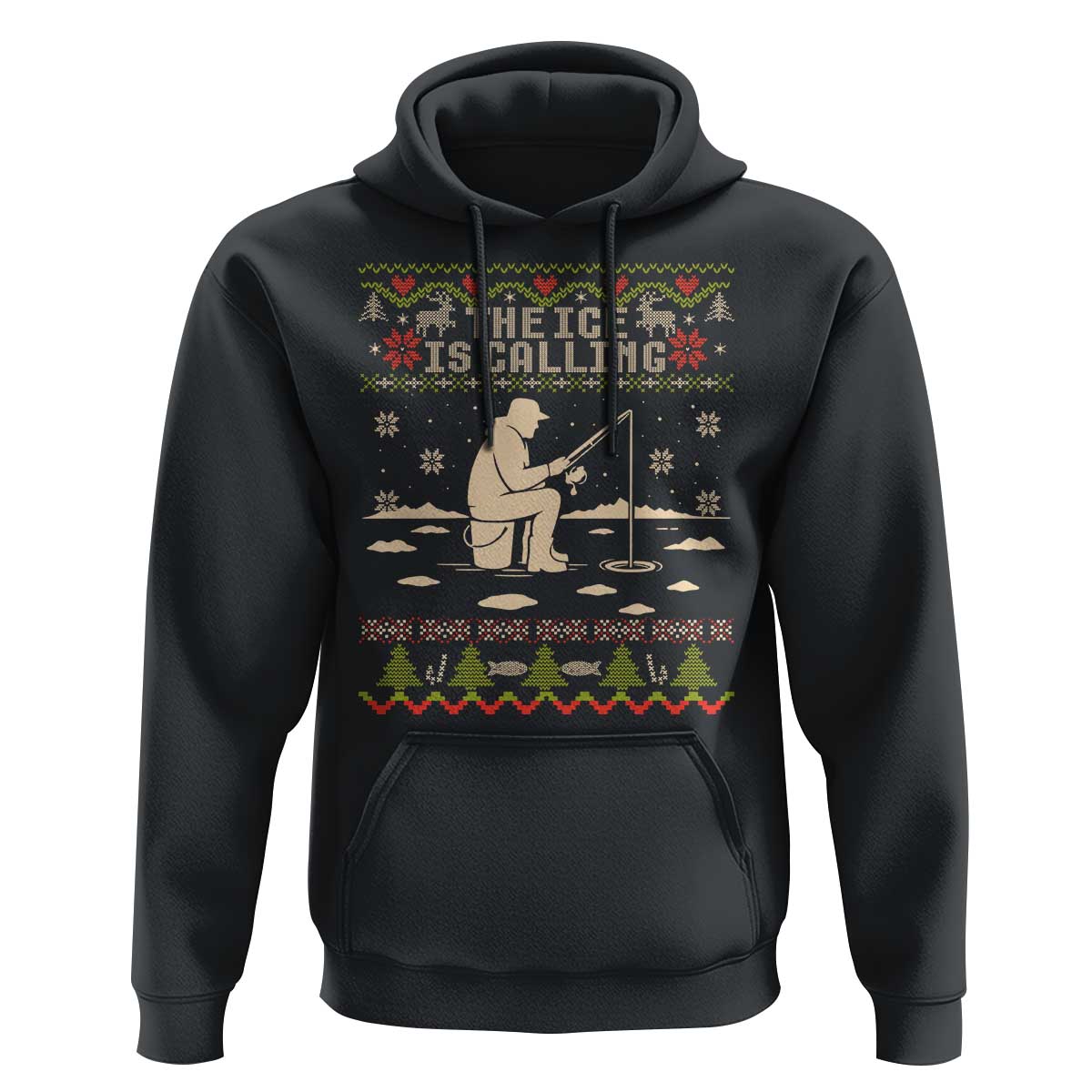 Funny Christmas Ice Fishing Hoodie Merry Fishmas Fish Fishing Ugly Xmas - Wonder Print Shop