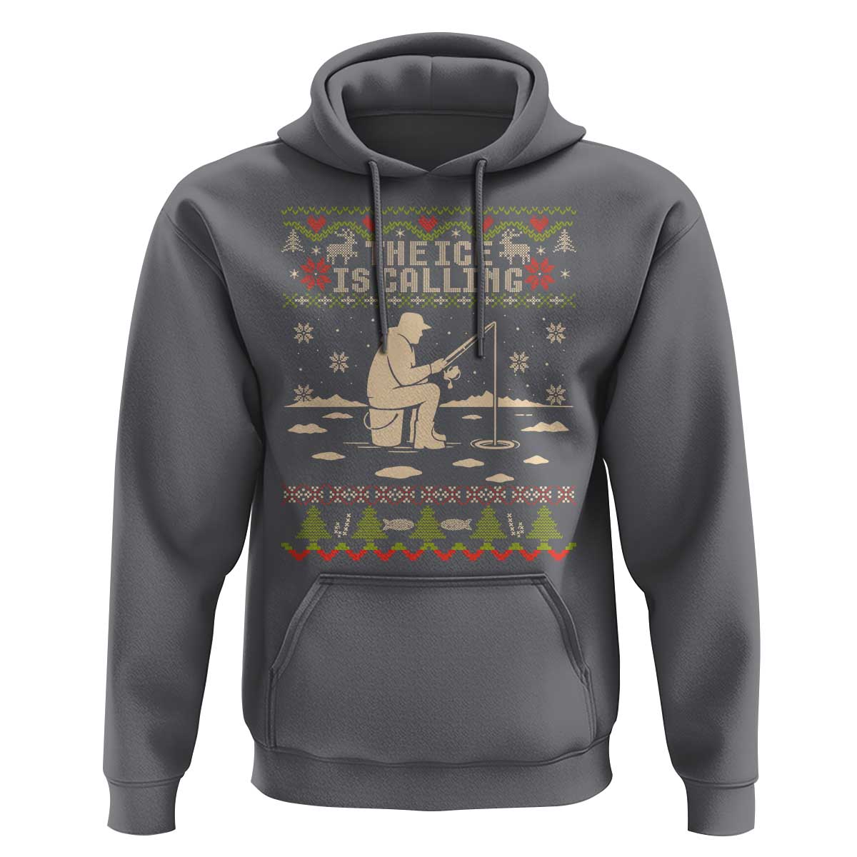 Funny Christmas Ice Fishing Hoodie Merry Fishmas Fish Fishing Ugly Xmas - Wonder Print Shop