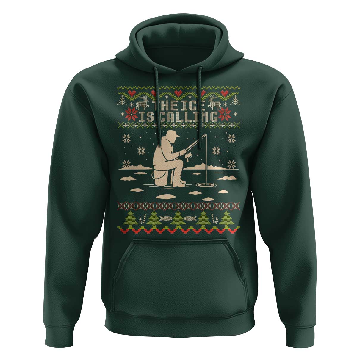 Funny Christmas Ice Fishing Hoodie Merry Fishmas Fish Fishing Ugly Xmas - Wonder Print Shop