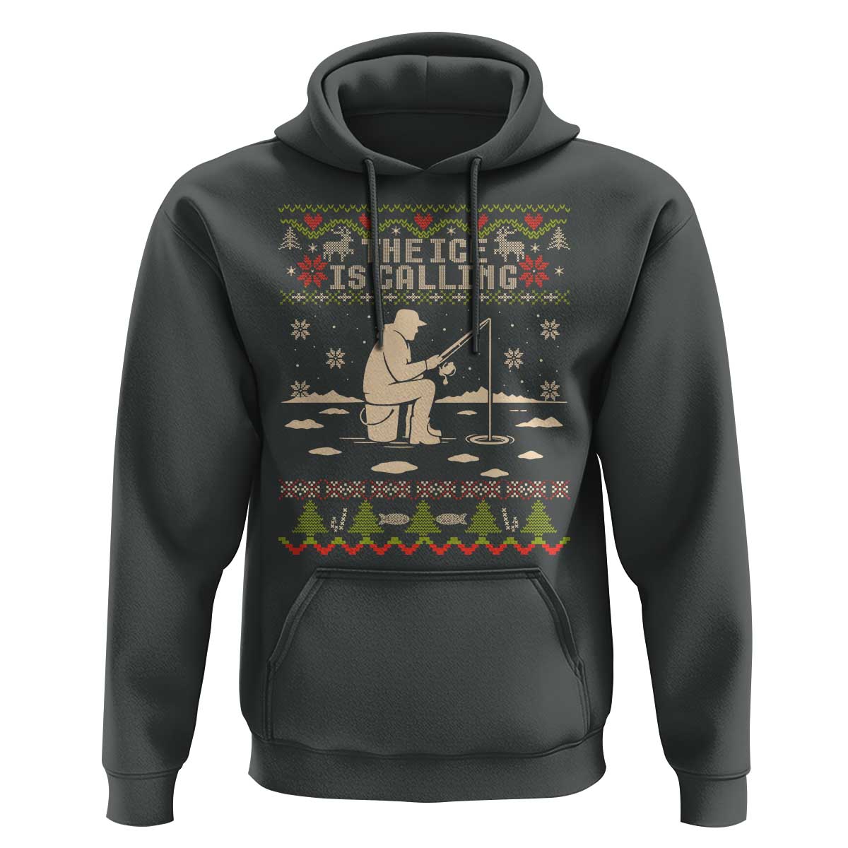 Funny Christmas Ice Fishing Hoodie Merry Fishmas Fish Fishing Ugly Xmas - Wonder Print Shop