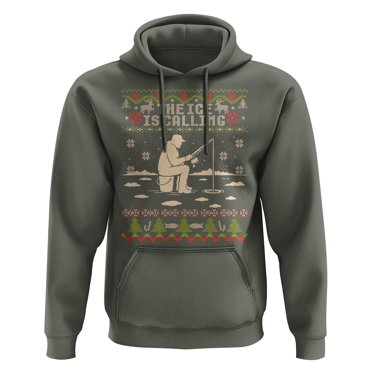 Funny Christmas Ice Fishing Hoodie Merry Fishmas Fish Fishing Ugly Xmas - Wonder Print Shop