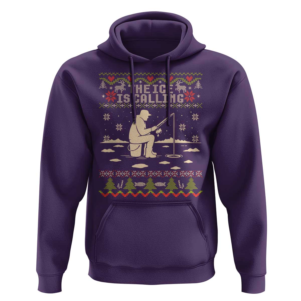 Funny Christmas Ice Fishing Hoodie Merry Fishmas Fish Fishing Ugly Xmas - Wonder Print Shop