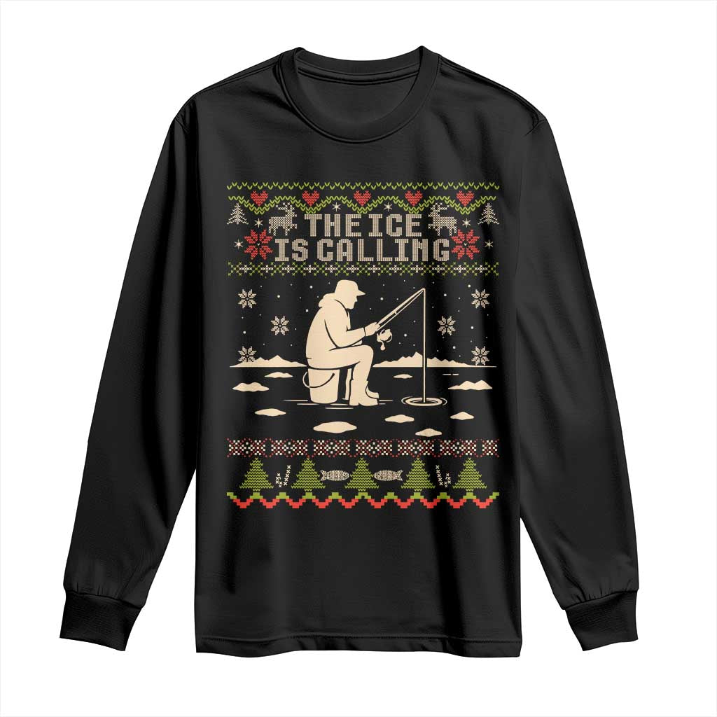 Funny Christmas Ice Fishing Long Sleeve Shirt Merry Fishmas Fish Fishing Ugly Xmas - Wonder Print Shop
