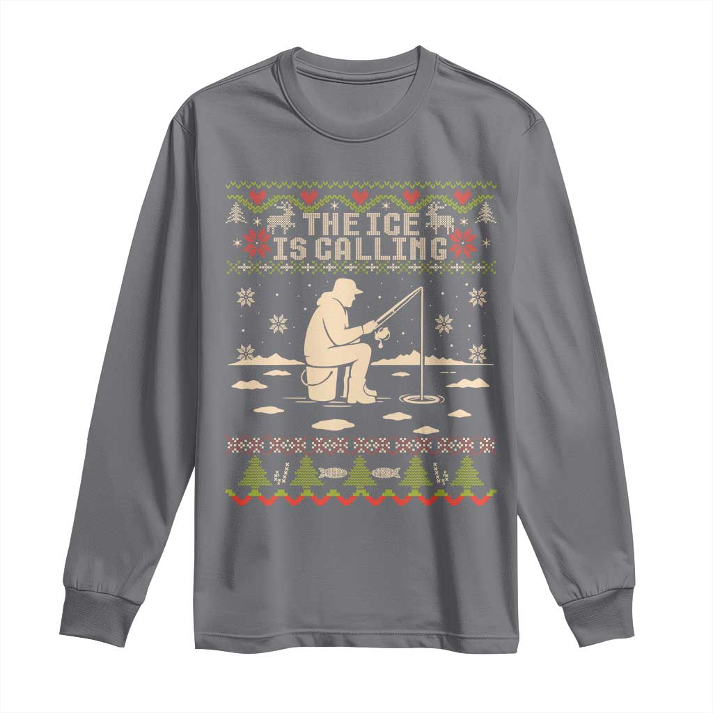 Funny Christmas Ice Fishing Long Sleeve Shirt Merry Fishmas Fish Fishing Ugly Xmas - Wonder Print Shop