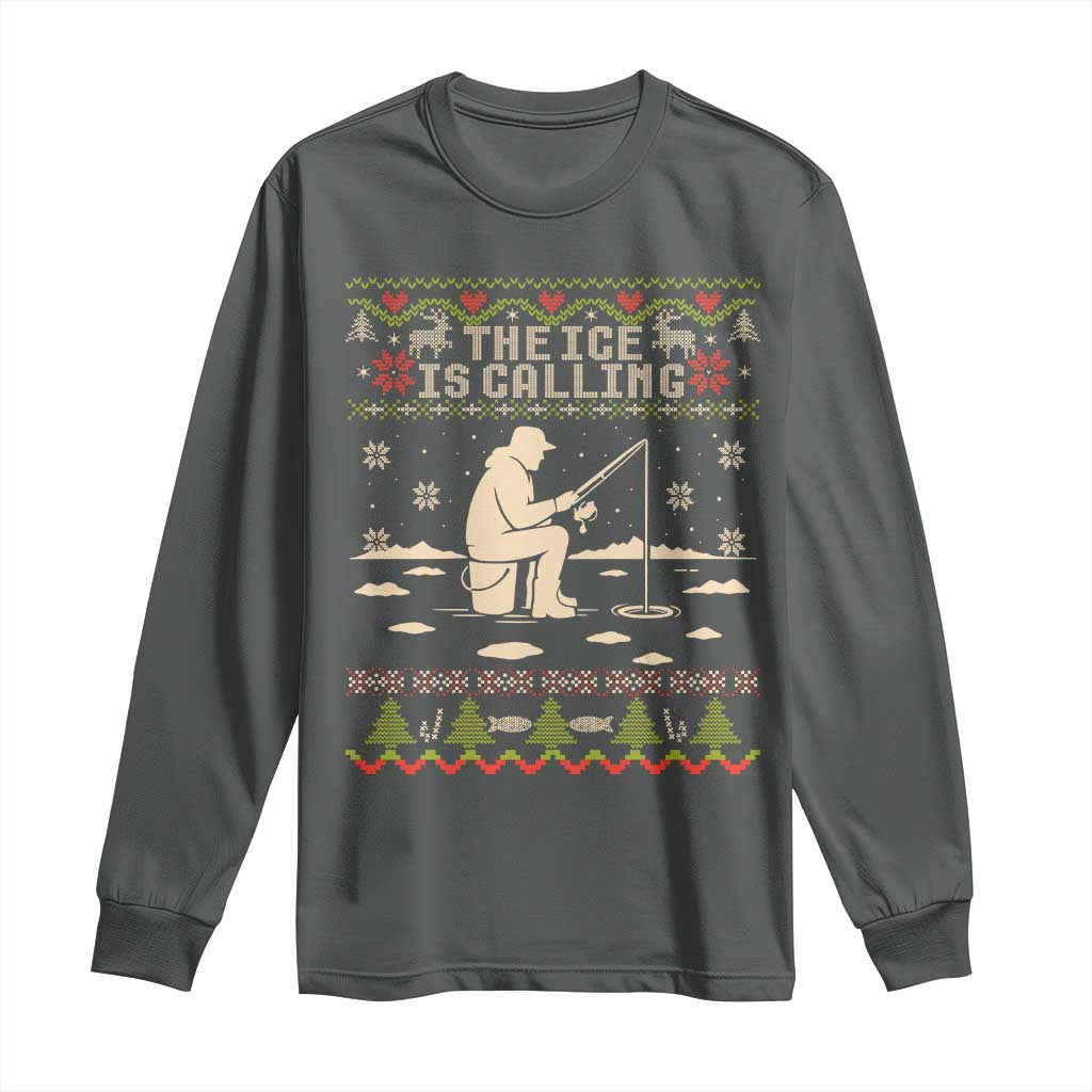 Funny Christmas Ice Fishing Long Sleeve Shirt Merry Fishmas Fish Fishing Ugly Xmas - Wonder Print Shop