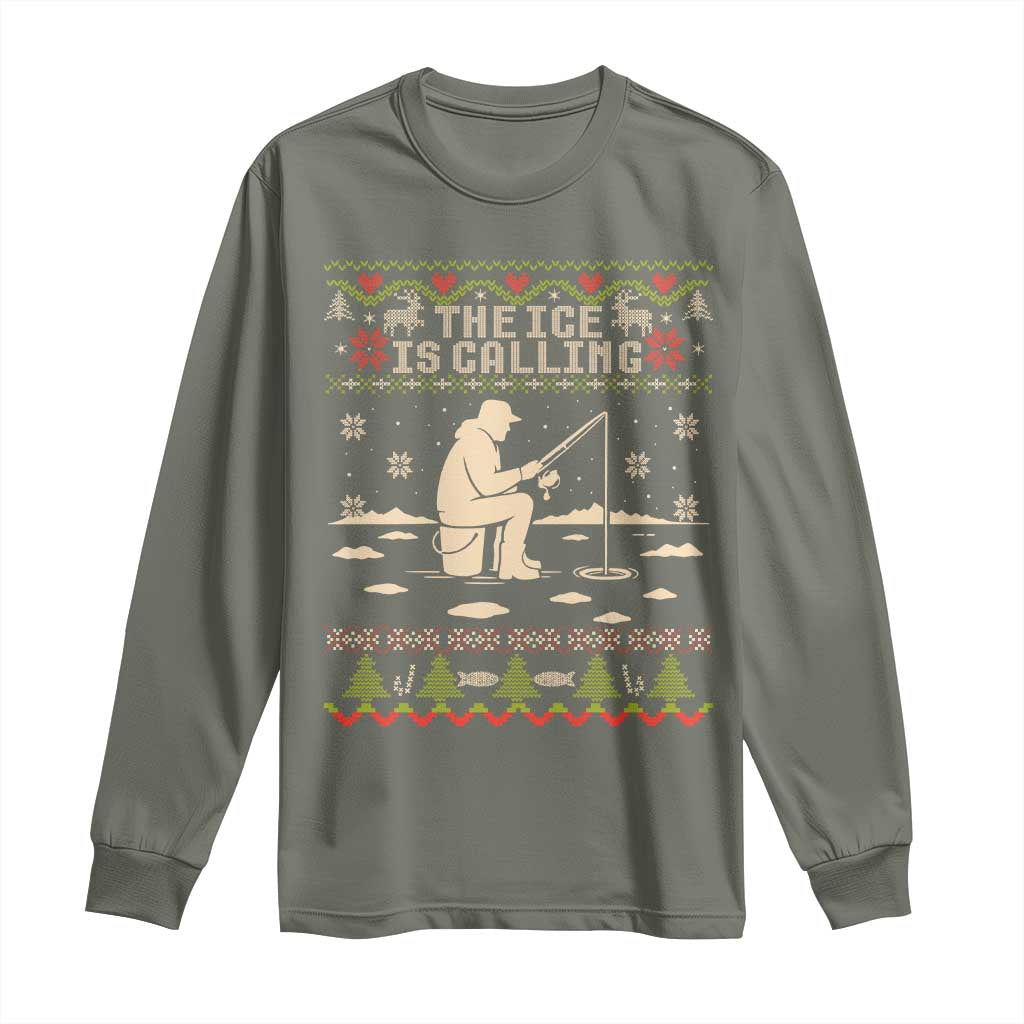 Funny Christmas Ice Fishing Long Sleeve Shirt Merry Fishmas Fish Fishing Ugly Xmas - Wonder Print Shop