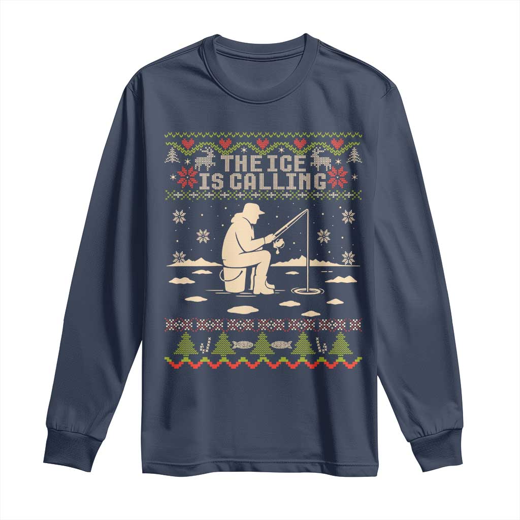 Funny Christmas Ice Fishing Long Sleeve Shirt Merry Fishmas Fish Fishing Ugly Xmas - Wonder Print Shop