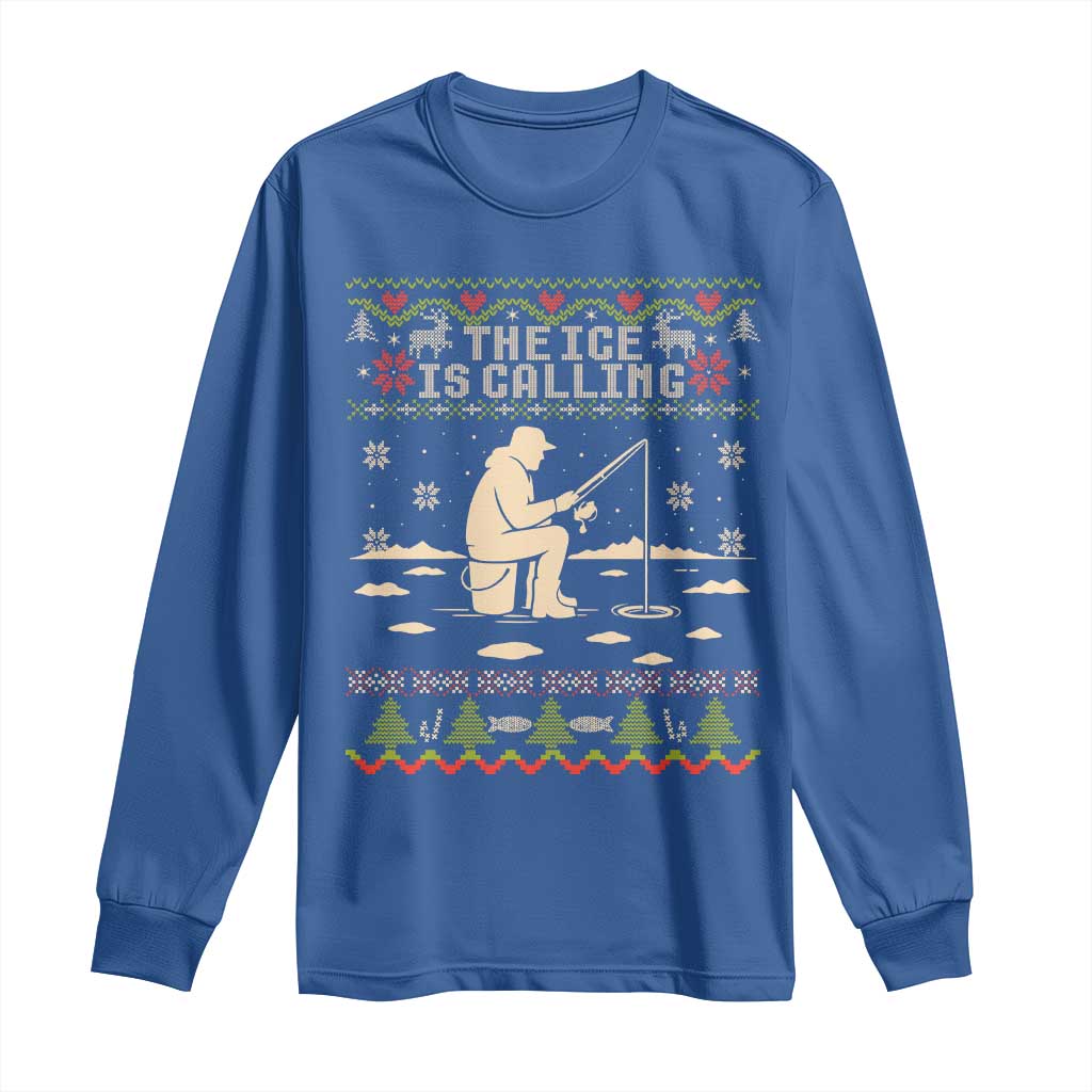 Funny Christmas Ice Fishing Long Sleeve Shirt Merry Fishmas Fish Fishing Ugly Xmas - Wonder Print Shop