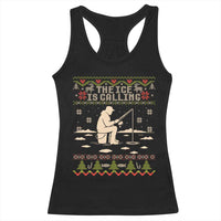 Funny Christmas Ice Fishing Racerback Tank Top Merry Fishmas Fish Fishing Ugly Xmas - Wonder Print Shop