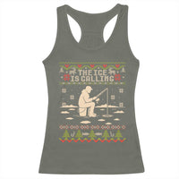 Funny Christmas Ice Fishing Racerback Tank Top Merry Fishmas Fish Fishing Ugly Xmas - Wonder Print Shop