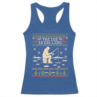 Funny Christmas Ice Fishing Racerback Tank Top Merry Fishmas Fish Fishing Ugly Xmas - Wonder Print Shop