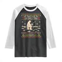 Funny Christmas Ice Fishing Raglan Shirt Merry Fishmas Fish Fishing Ugly Xmas - Wonder Print Shop