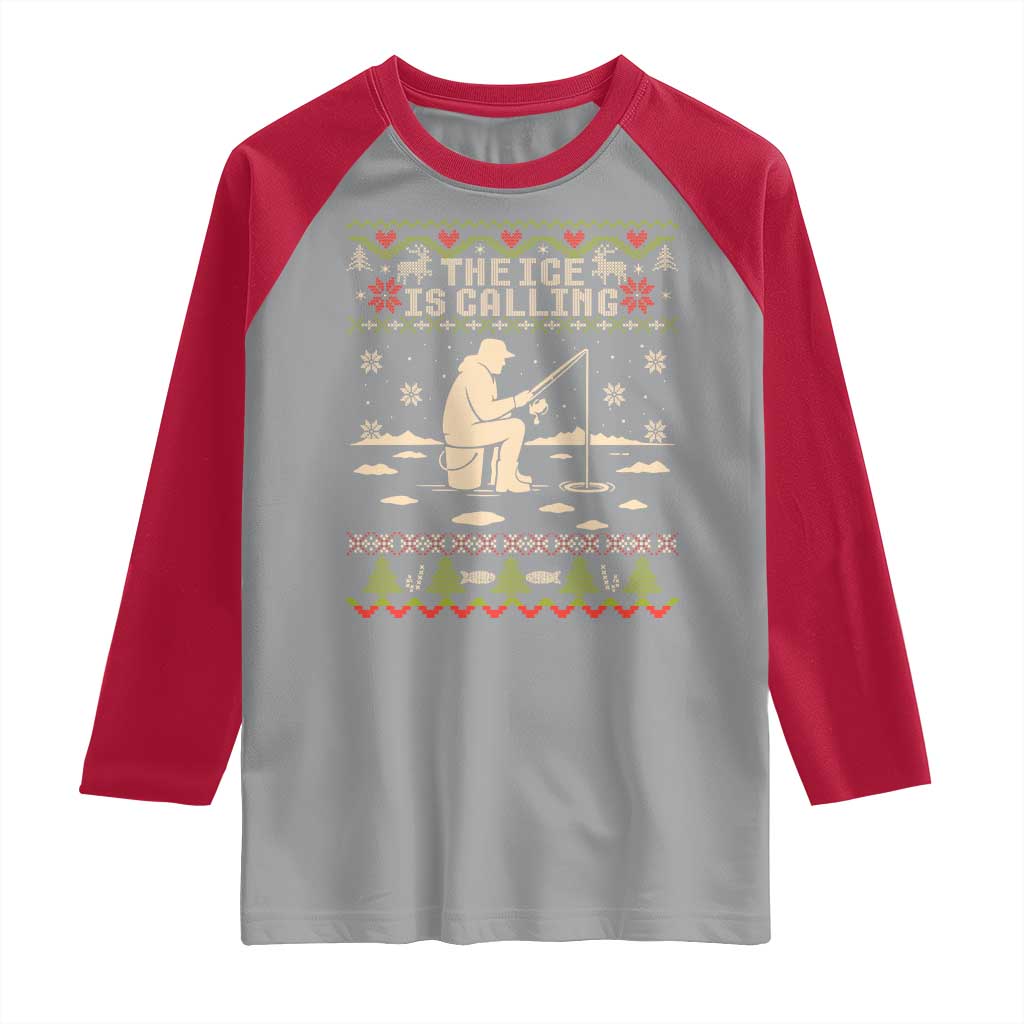 Funny Christmas Ice Fishing Raglan Shirt Merry Fishmas Fish Fishing Ugly Xmas - Wonder Print Shop