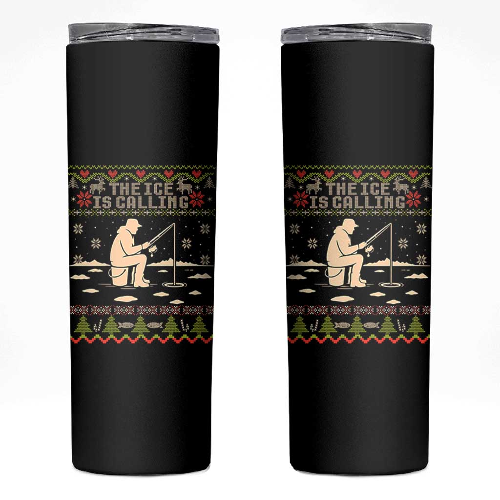 Funny Christmas Ice Fishing Skinny Tumbler Merry Fishmas Fish Fishing Ugly Xmas - Wonder Print Shop