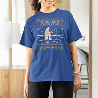 Funny Christmas Ice Fishing T Shirt For Women Merry Fishmas Fish Fishing Ugly Xmas - Wonder Print Shop