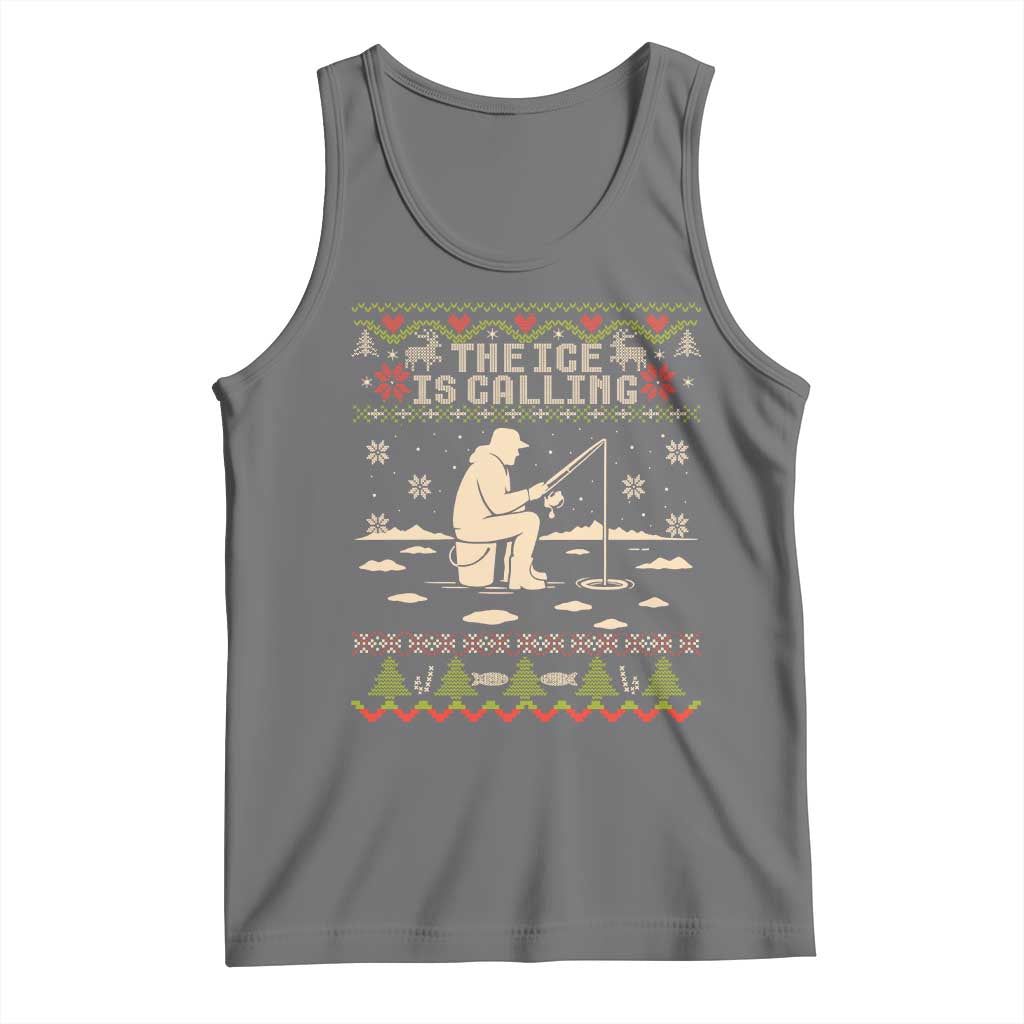 Funny Christmas Ice Fishing Tank Top Merry Fishmas Fish Fishing Ugly Xmas - Wonder Print Shop