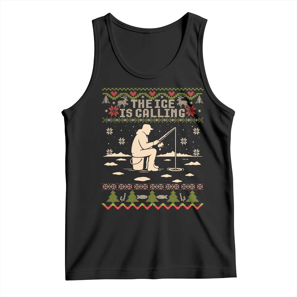 Funny Christmas Ice Fishing Tank Top Merry Fishmas Fish Fishing Ugly Xmas - Wonder Print Shop