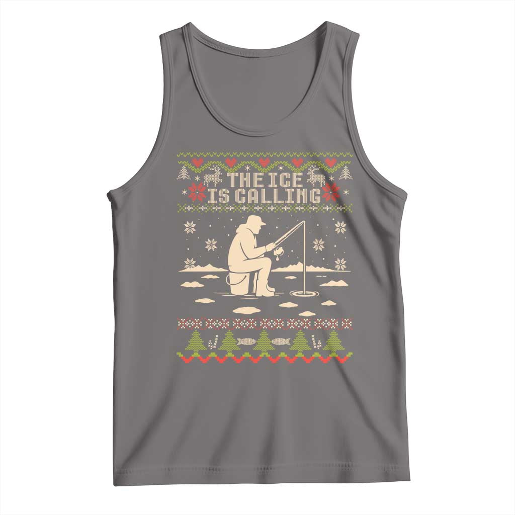 Funny Christmas Ice Fishing Tank Top Merry Fishmas Fish Fishing Ugly Xmas - Wonder Print Shop
