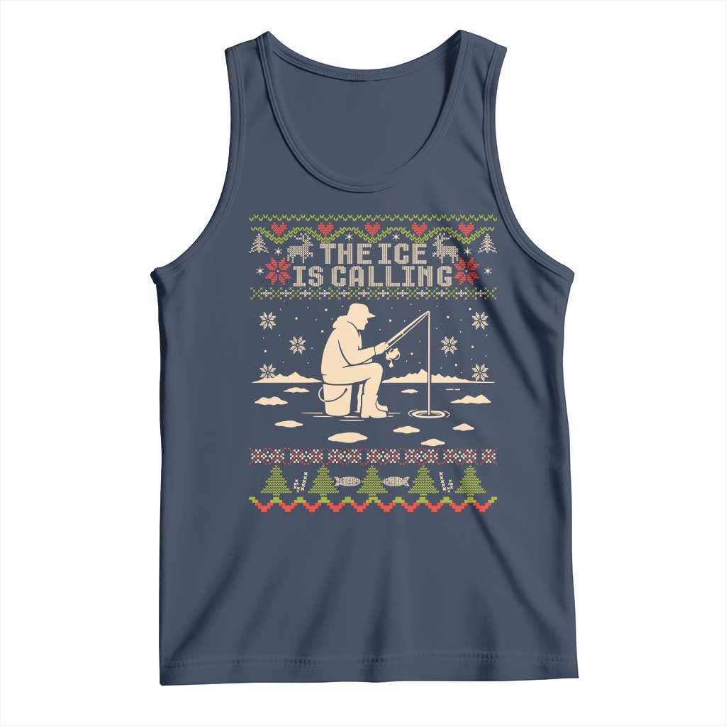 Funny Christmas Ice Fishing Tank Top Merry Fishmas Fish Fishing Ugly Xmas - Wonder Print Shop