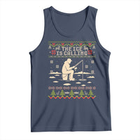 Funny Christmas Ice Fishing Tank Top Merry Fishmas Fish Fishing Ugly Xmas - Wonder Print Shop