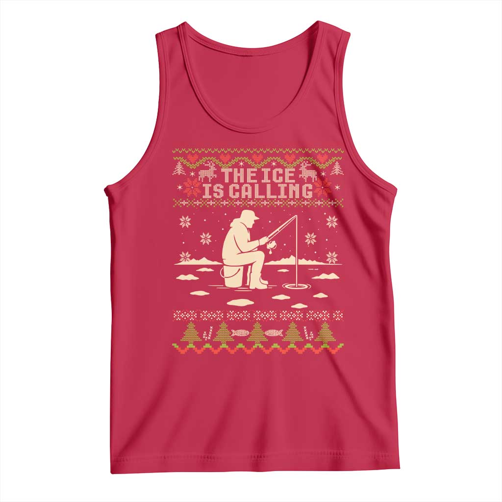 Funny Christmas Ice Fishing Tank Top Merry Fishmas Fish Fishing Ugly Xmas - Wonder Print Shop