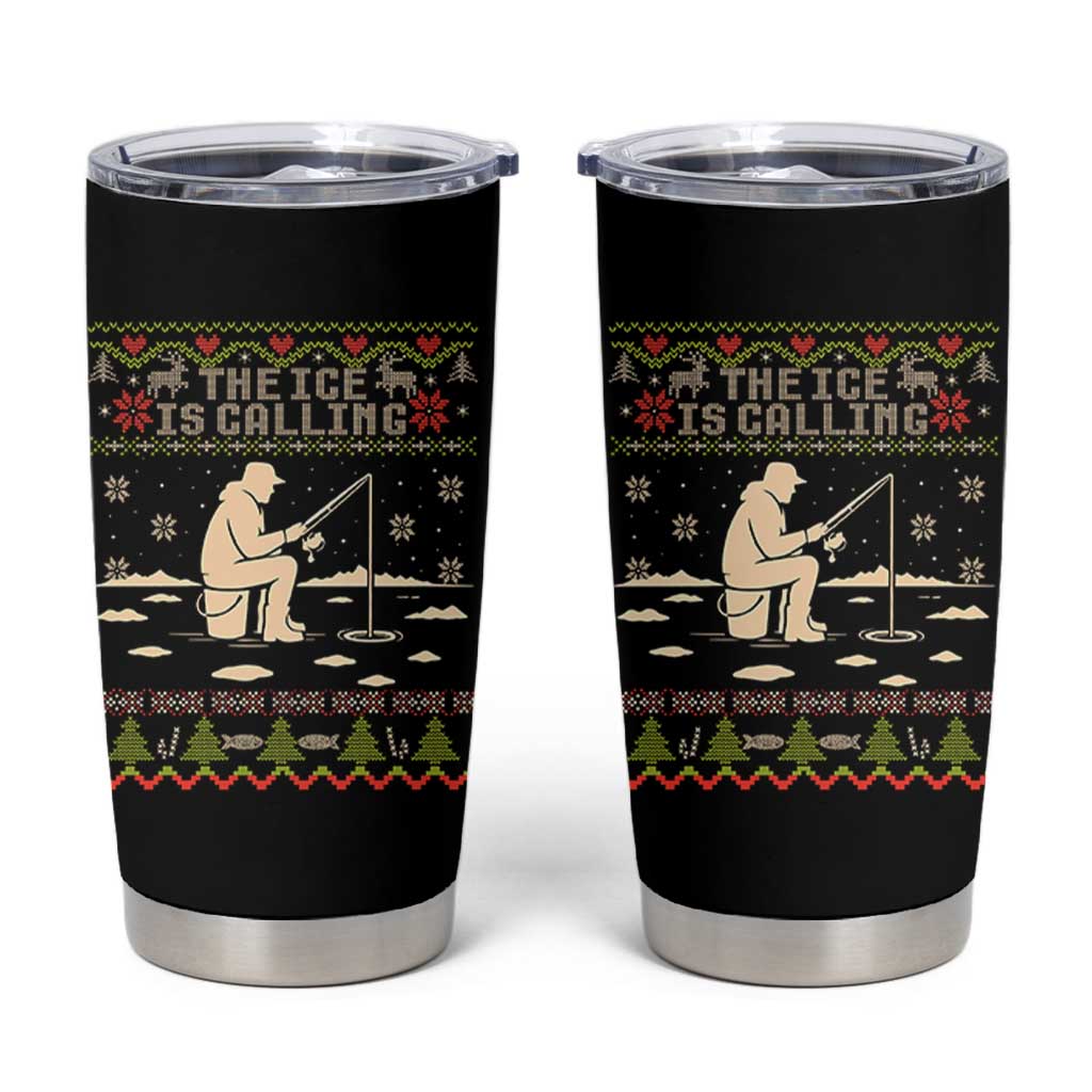 Funny Christmas Ice Fishing Tumbler Cup Merry Fishmas Fish Fishing Ugly Xmas - Wonder Print Shop