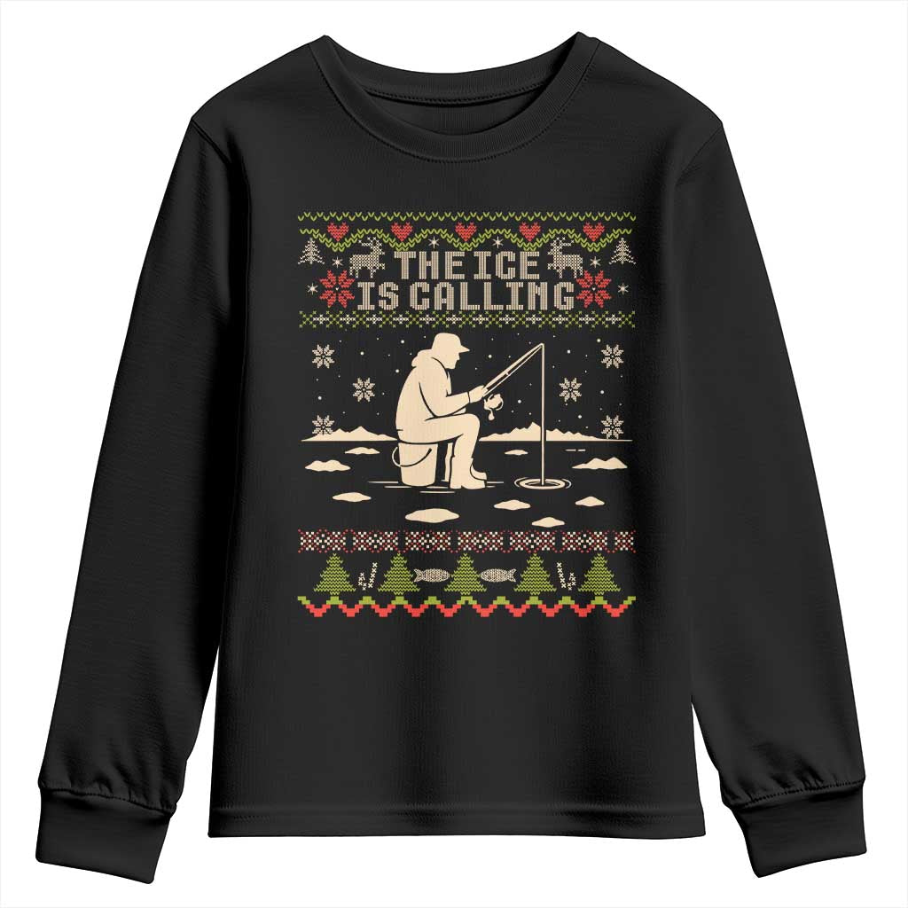 Funny Christmas Ice Fishing Youth Sweatshirt Merry Fishmas Fish Fishing Ugly Xmas - Wonder Print Shop