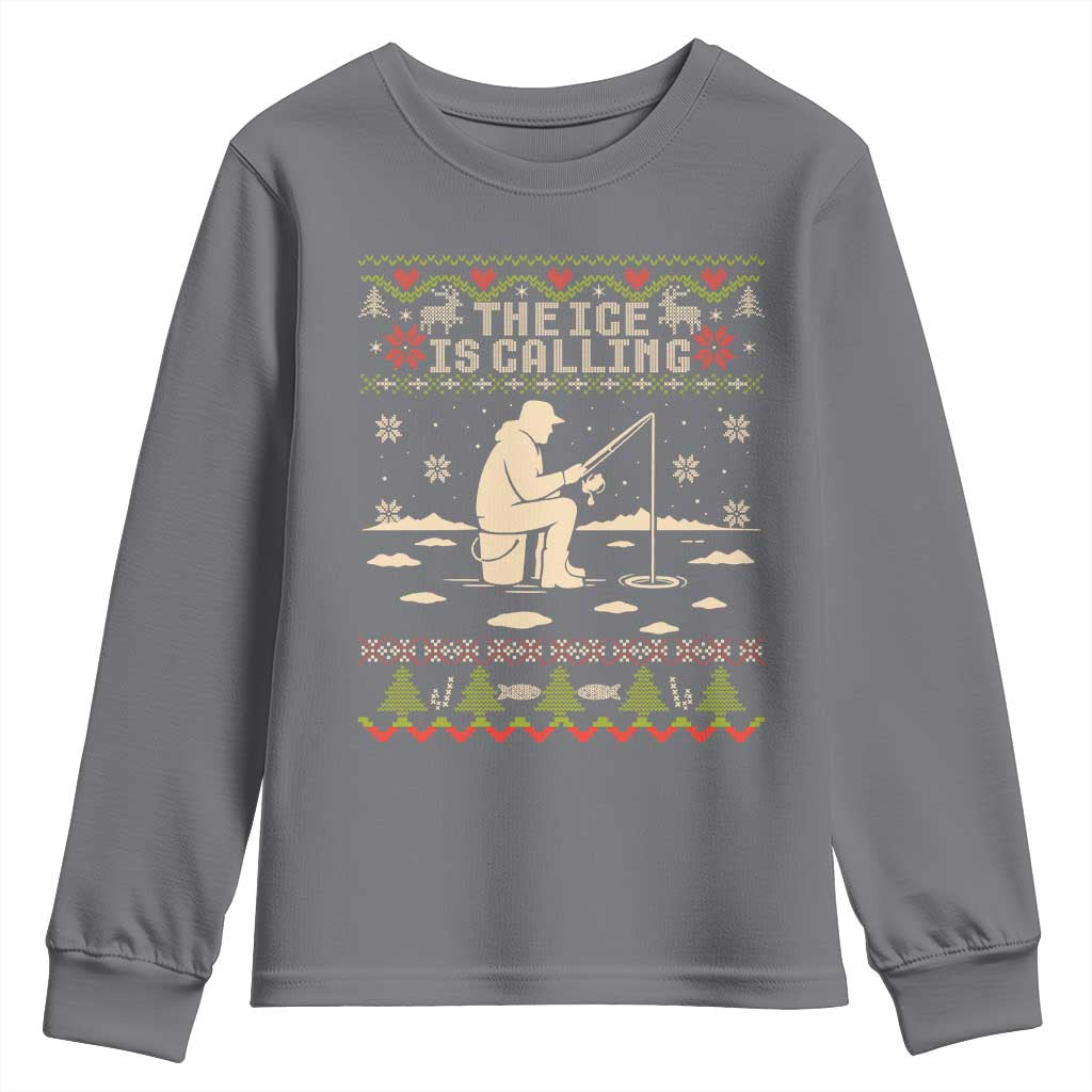 Funny Christmas Ice Fishing Youth Sweatshirt Merry Fishmas Fish Fishing Ugly Xmas - Wonder Print Shop